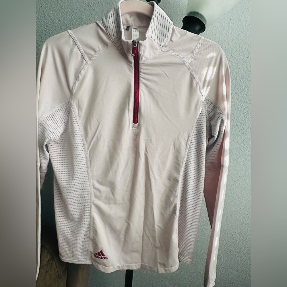 Adidas Pink and Burgundy Quarter-Zip Top